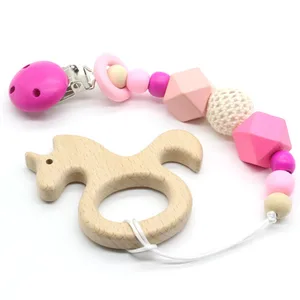 Image of Make Soother Clips Baby Dummy Clips Baby Teething Toys heart Shaped Baby Shower Gifts Wood Toy Car Hanging
