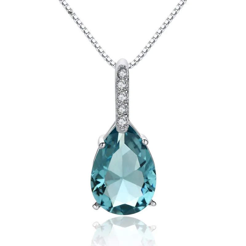 

925 sterling silver heart pendant with blue stone necklace, N/a