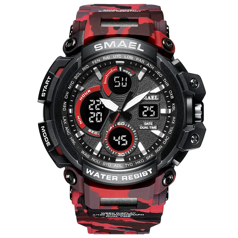 

WJ-7710 Luminous Quartz And Digital Watch SMAEL Brand Plastic Band Wristwatch New Design Fashion Watch For Men, Mix