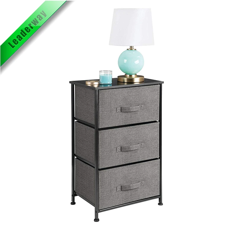 3 Layers Furniture Bedside Tables Modern Bedside Table With Fabric Drawer