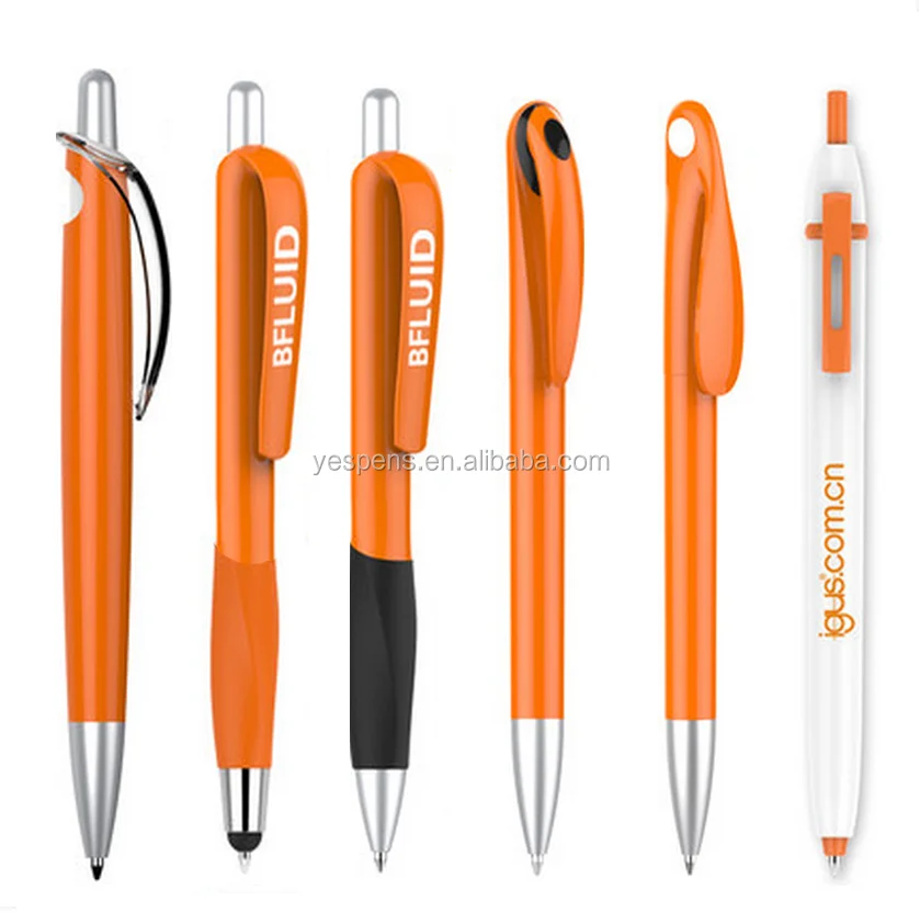 

wholesale branded company name Promotional cheap ballpoint retractable orange pens ballpen with custom logo