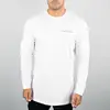 White 96% Cotton 4% Elastane Mens Long Sleeve T Shirt Muscle Fit Gym T Shirt Custom Performance Shirt Wholesale gym wear