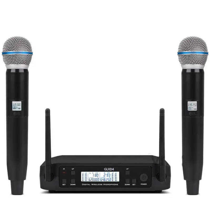 

Professional Wireless Set With 2 Pcs UHF Studio Handheld Wireless Microphone, Black
