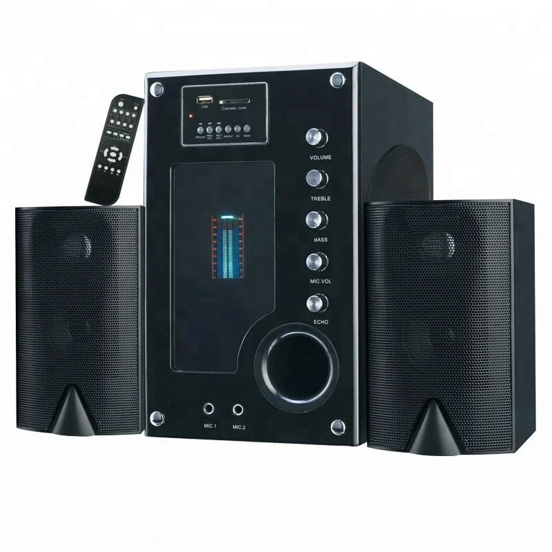 

2.1 Smart Home System Wooden Box Multimedia Speakers Home Theater System, Black