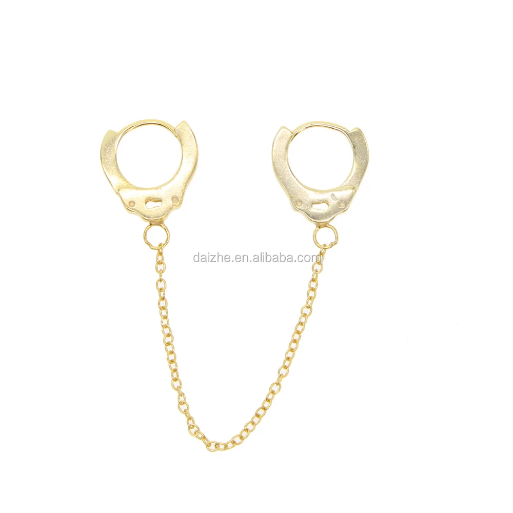 

Fashion cheap 925 silver sterling long chain cuff ear with gold plated ear jacket earring for young girl