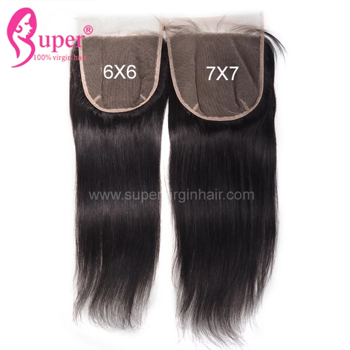 

7x7 Straight Mink Hair Swiss Lace Closure, 6x6 Free Part Top Brazilian Human Virgin Remy Cuticle Aligned Hair Closure