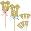 Gender disclosureCupcake Toppers 1st Party Decorations Boy Girl question mark Year Gold 1 Anniversary Paper Supplies