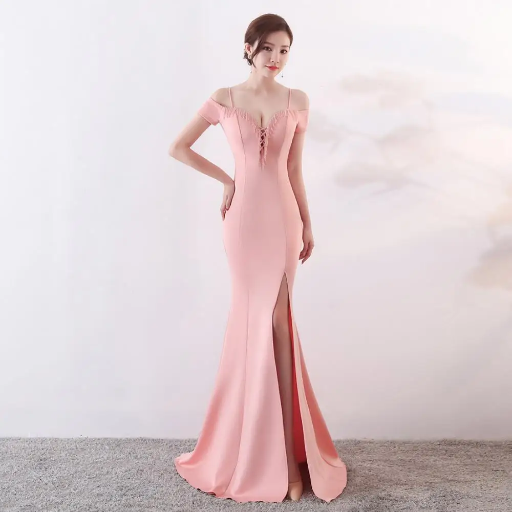 

268025 manufacturer wholesale mermaid design elegant women off shoulder evening dress