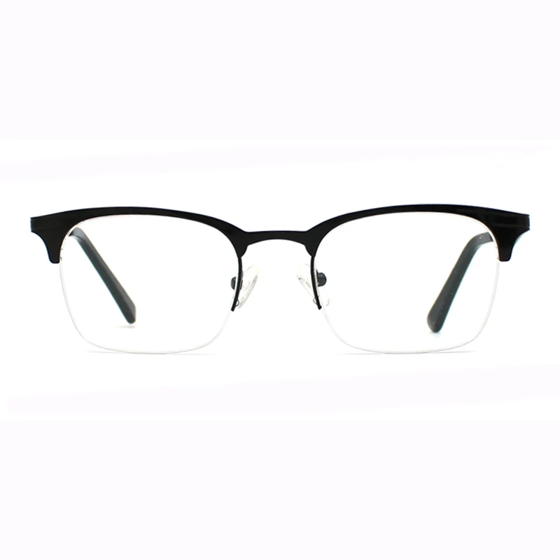 

Best selling retro half frame black mixed acetate frame glasses
