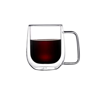 Image of Wholesale transparent clear 250ml coffee cup mug heat proof custom borosil glass cup Borosilicate double wall glass for tea set