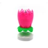 Double Layer Pink Lotus Music Flower Birthday Candle