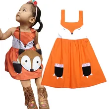 Girls font b dress b font 2016 summer cartoon Fox girls font b dress b font