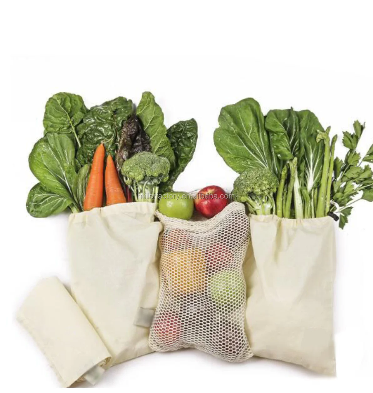 Produce Bags Organic Cotton Mesh Bag Fruit Veggie Bags With Pouch - Buy ...