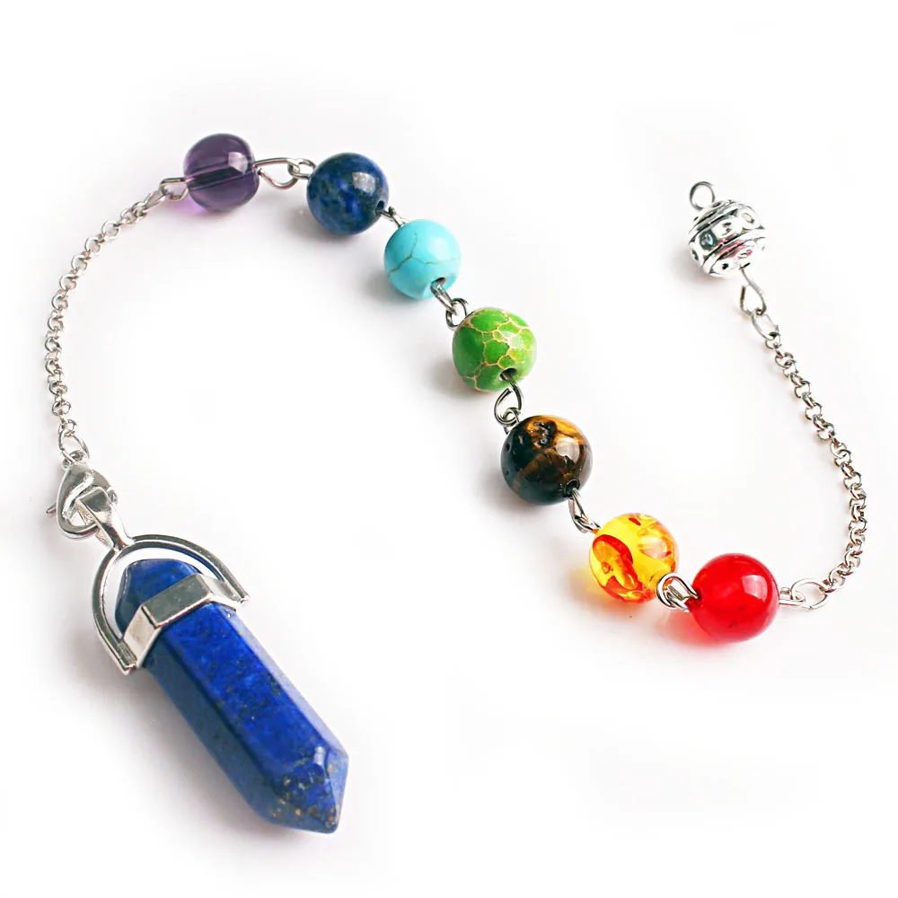 

Natural Faceted Gemstone Crystal Stone 7 Chakra Bead Healing Gemstone Pendulum