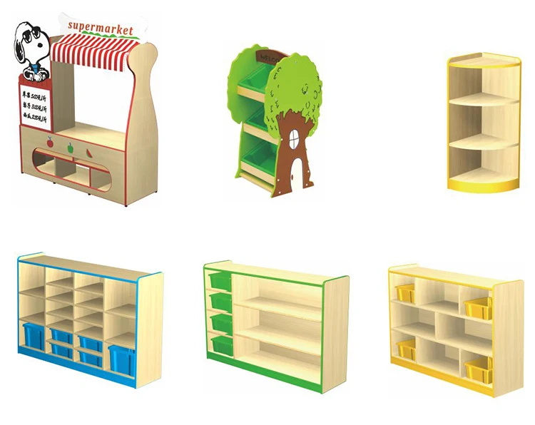 
School Supplies Cabinet Children Indoor Wooden Furniture Combination Cabinet For Kids 