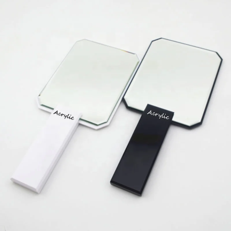 

High Quality Black/White Customized Logo Hand Mirror Square Acrylic Hand Mirror