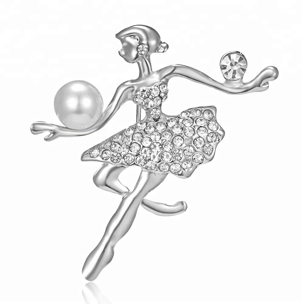

Rinhoo Jewelry Hair Cameo Brooch Dancing Ballet Girl Resin Boutonniere Pins, As picture