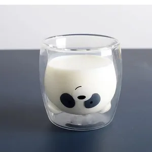 wholesale  factory price cute bear double wall glass cup coffee milk  cup 250ml