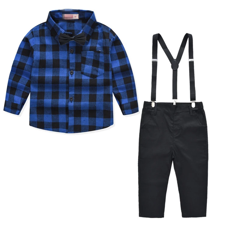 

WSG116 2019 Hot Sale Baby Boys Gentleman Tops T-shirt Suspenders Strap Pants Set Outfits Baby Clothes with 8 different color
