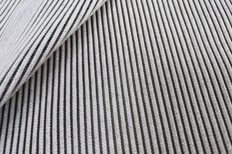 Polyester Spandex Lurex Ottoman Rib Fabric Ottoman Rib Knit Full ...