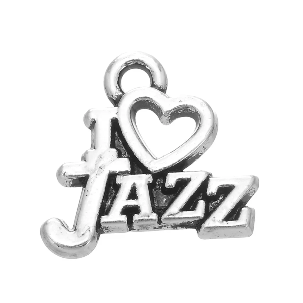 

Single Side Metal Letter I Love Jazz Charms Love Dance Jewelry Making, Picture