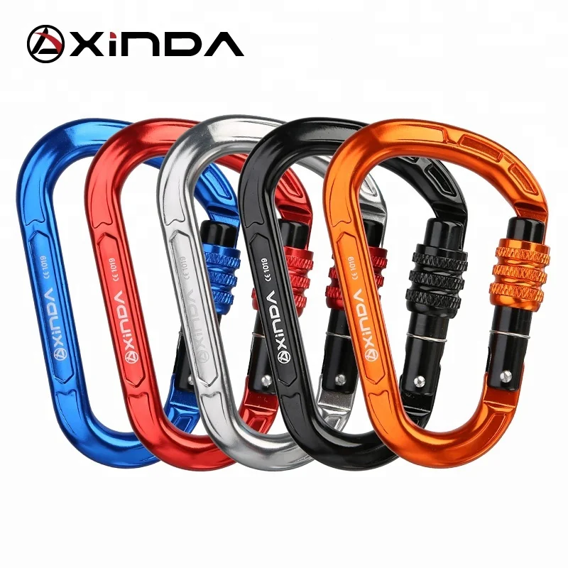 

XINDA best CE UIAA 25kN 7075 aluminum HMS rock climbing screw gate carabiner, Silver blue orange