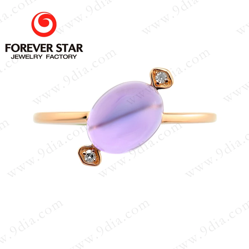 New Product Natural Amethyst 14K Light Weight Solid Rose Gold Ring