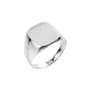 blank signet ring mat polish on top 12x12mm silver jewelry simple ring for men and women
