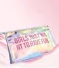 2019 Newest shiny custom zippered pencil pouch bag holographic cosmetic make up bag with zipper closure