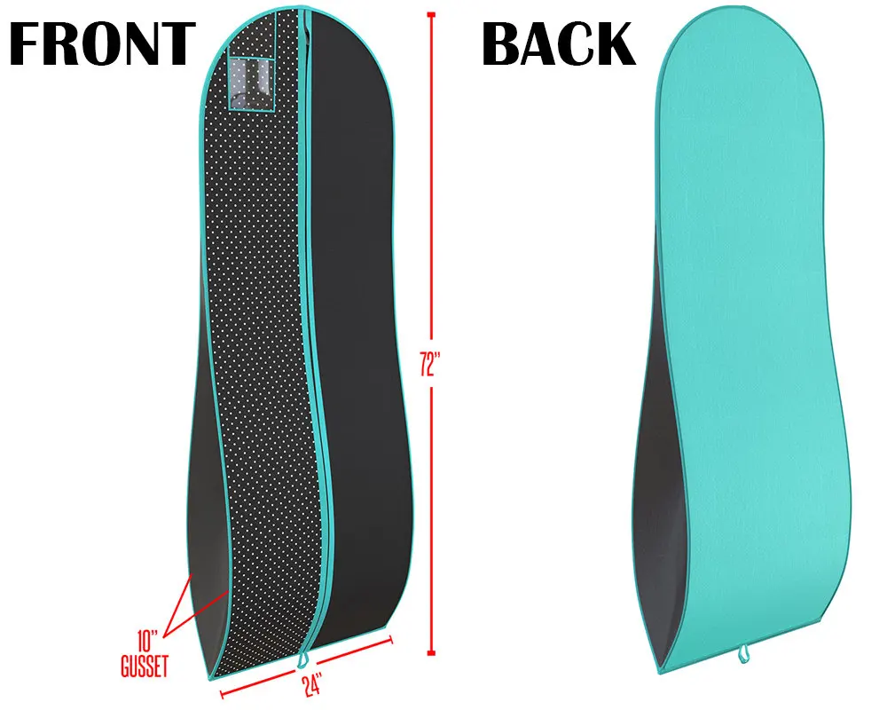 
72 inches Gusseted Gown Garment Bag for Evening Dresses with 10 inches Tapered Gusset 