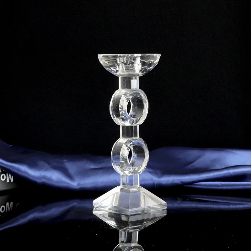 Buy Now 175mm Tall Clear Square Base Pillar Crystal Candle Holders For