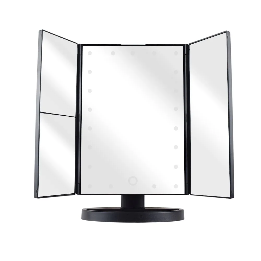 Trifold 21 Led Lighted Makeup Mirror Cosmetic Touch Screen Vanity
