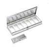 Promotional item safe rectangular 7 cases titanium 925 sterling silver pocket mirror pill box with lock