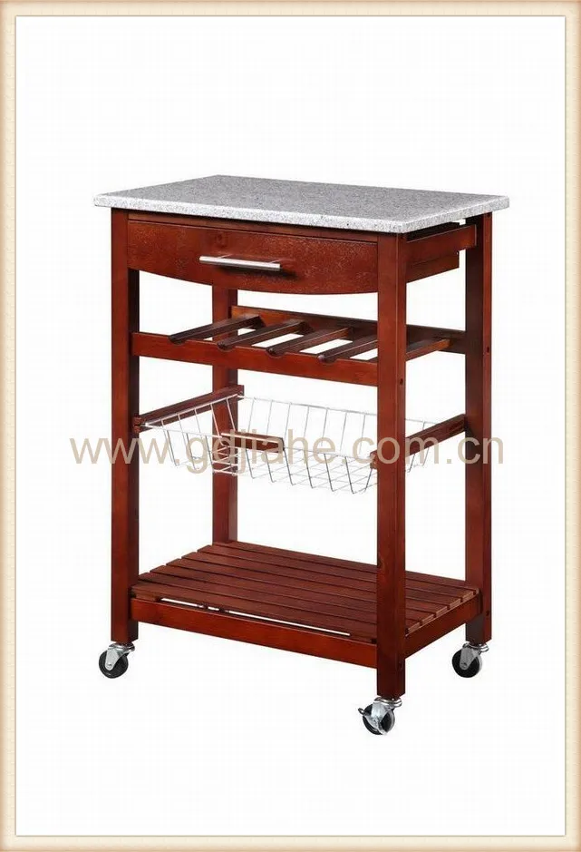 Cocina De Madera móvil de Alimentos Carro, Carro de Madera De Caucho