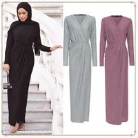 

Fashionable Pure Color Elegant Muslim High Grade Crystal Stretch Flash Jersey Dress Muslim Abaya