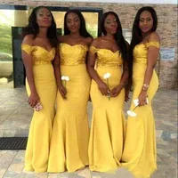 

African Yellow Sequins Long Western Bridesmaid Dresses