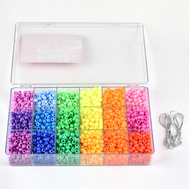 WELCOMY DIY Beads Set Necklace Bracelet Jewelry Making Crafts Kits Girls Kids 1000 Beads 24 Different Types Shapes