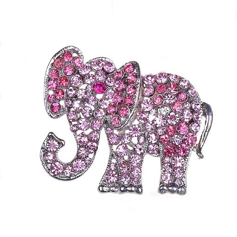 

Pink Light Rose Crystal Rhinestone Fashion Jewel Circus Baby Elephant Pin Brooch, Picture