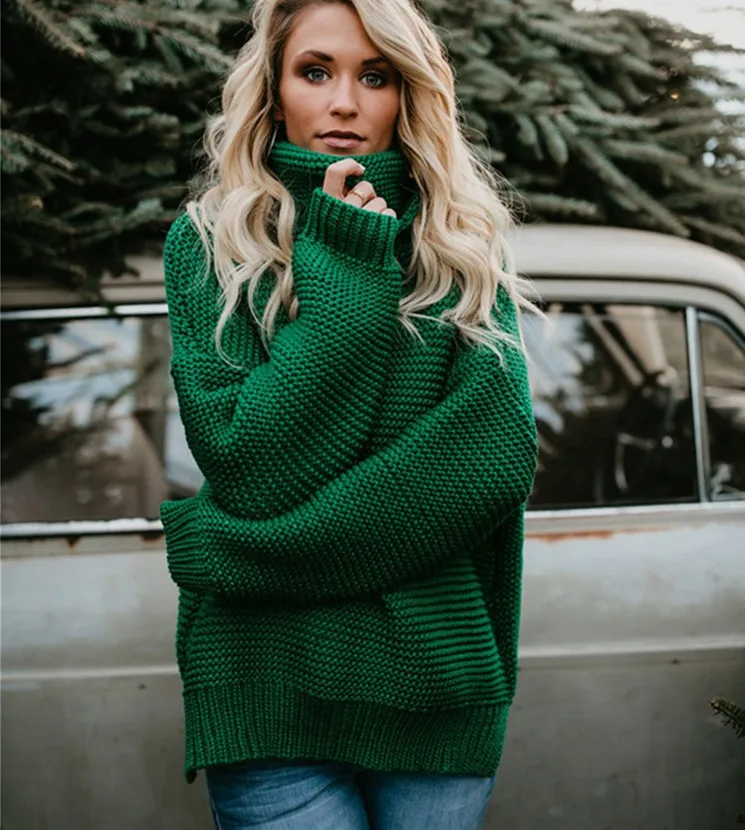 

High Quality Woman Sweater Solid Color Turtle Collar Turtleneck Female Knitted Sweater 2018, Picture