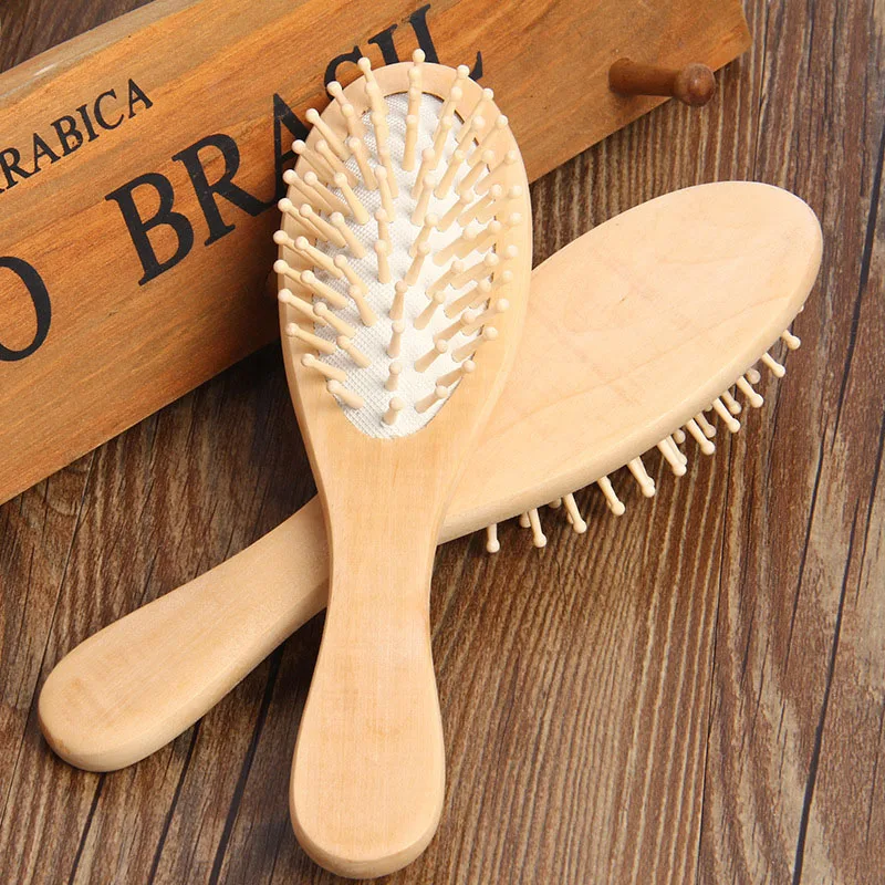 

Hot-selling Mini Reusable Travel Portable Wood Round Bristle Hair Brush for Promotional Gifts, Natural