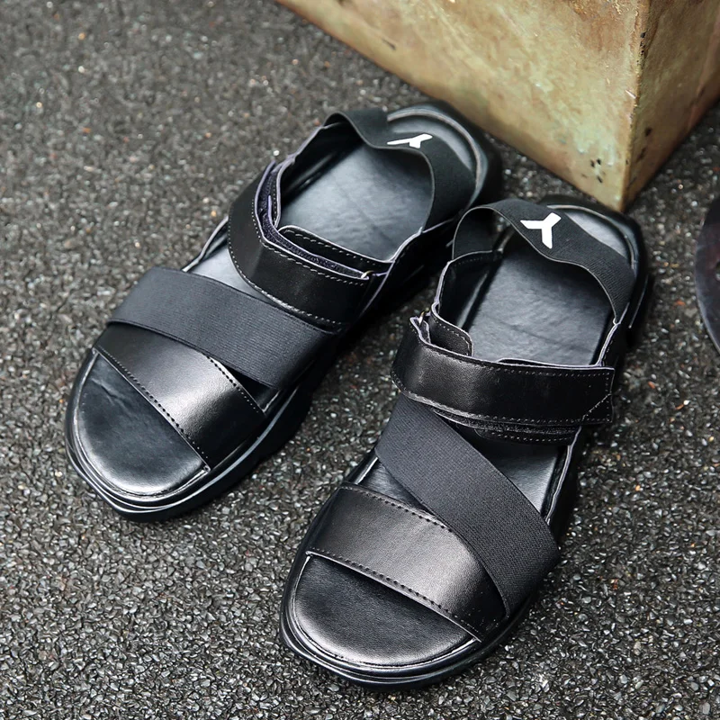Black/white Flat Summer Sandals Shoes For Men Casual Walking Light ...