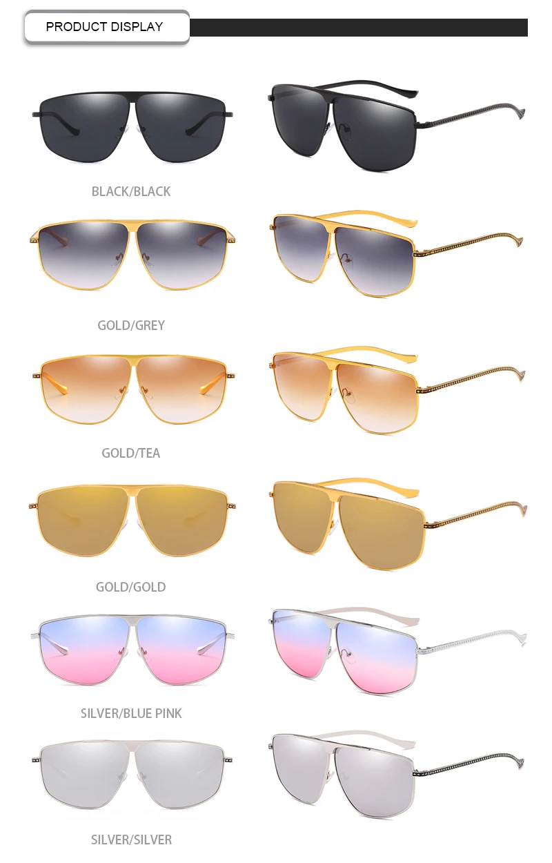 Promotional Flat Top Women Square Gradual Colorful Men UV400 Sunglasses