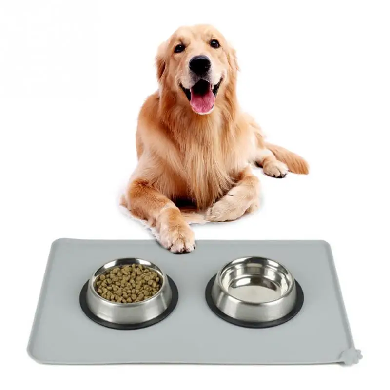 

Waterproof Pet Bowl Mat Silicone Pet Food Mat Non Slip Feeding Mat Paw Shape Dog Cat Placemat Easy Washing Pet Supplies, Grey,black