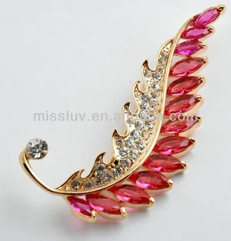 Batu Permata Sayap Sudut Bentuk Daun Bentuk Hewan Bros Pin