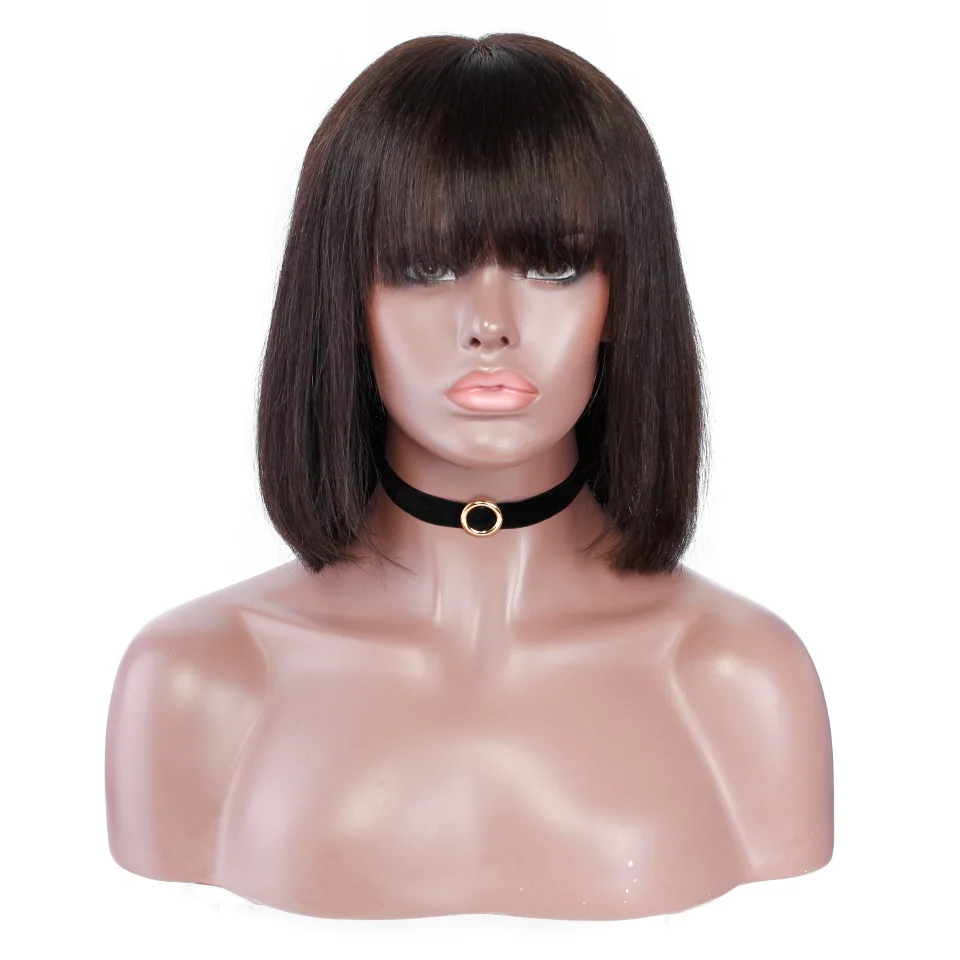 

Yvonne Trade Assurance Wholesale 180% Density Short Lace Front BOB Wig Human Hair, Natural color(#1b)