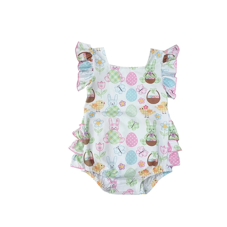 

Wholesale Adorable Baby Clothes Romper Ruffles Easter Baby Romper Set Sleeveless Lovely Baby Romper, Picture