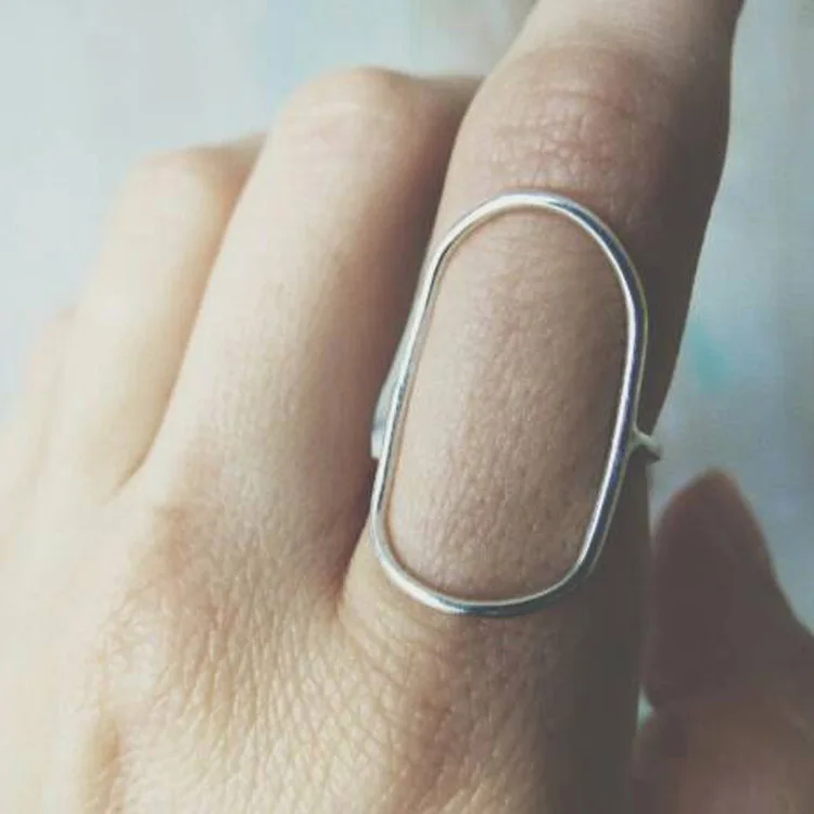 

Minimalist style Large Open Oval Ring Sterling Silver Ring for women