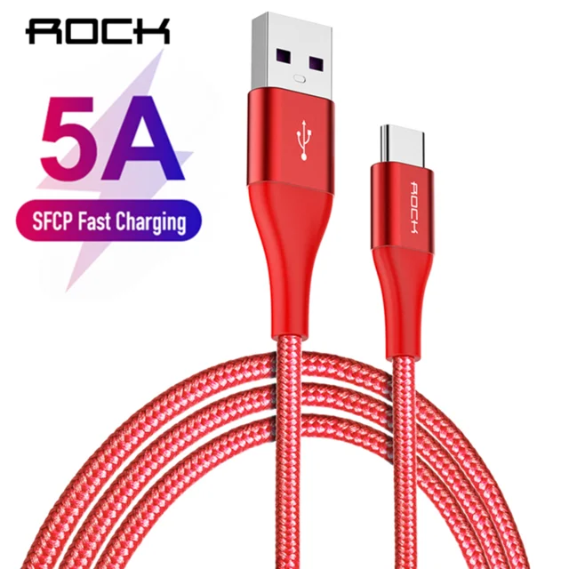 ROCK 5A USB Quick Charge 3.0 USB C Type C Date Type C Cable For Huawei P10 P20 Pro