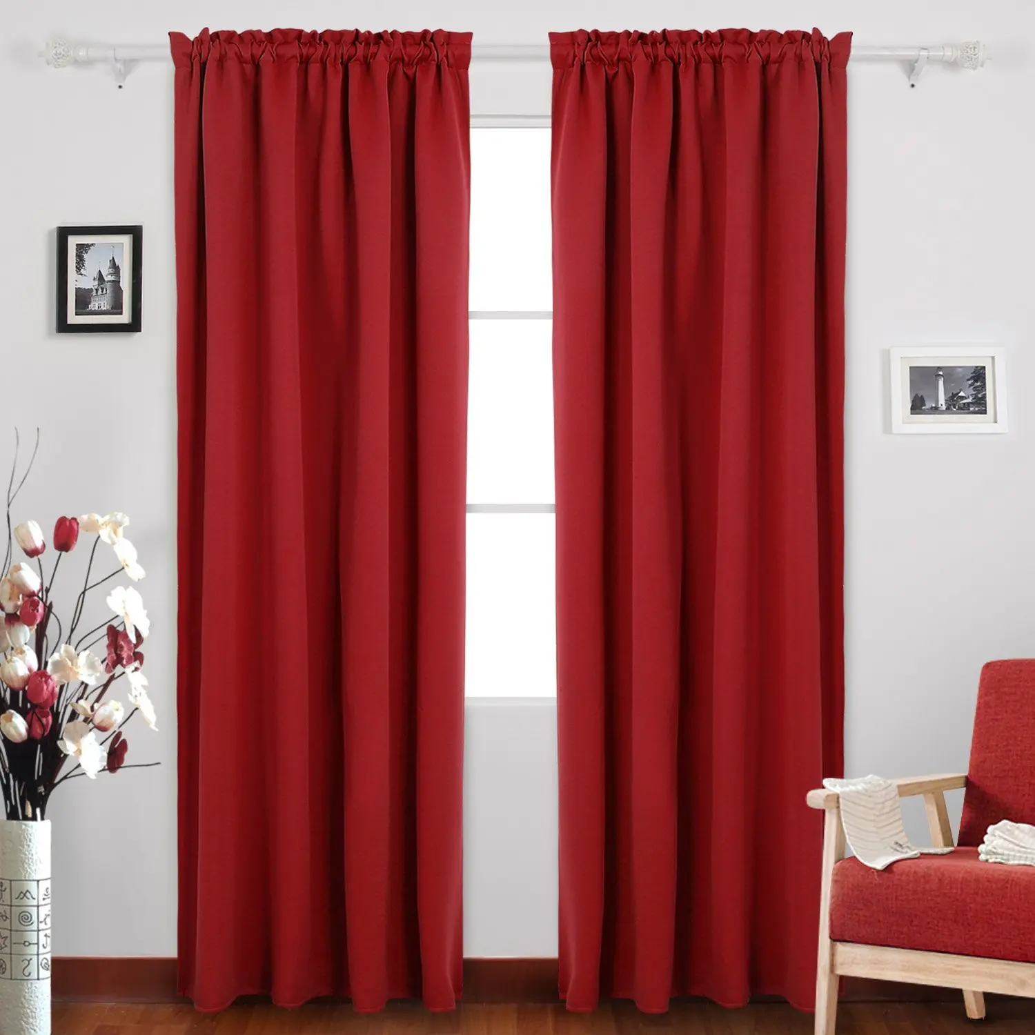 Cheap Red And Tan Curtains