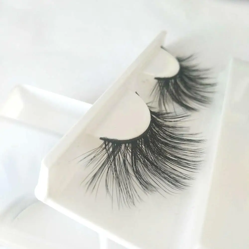 

new fashion hot sale wholesale private label 25mm long synthetic fiber eyelashes full strip faux mink eyelashes with free sample, Natural black